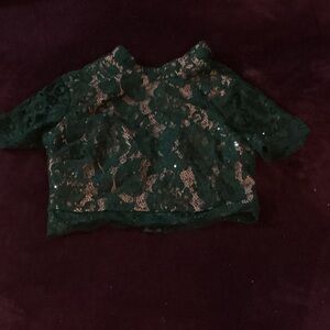 Source Unknown Green Lace Crop Top